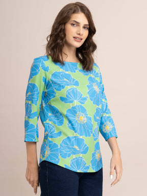 Floral Top - Blue and Green| Formal Tops