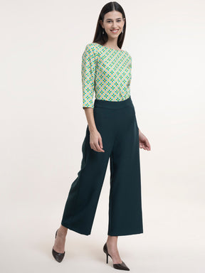 Boat Neck Top - Grey and Green| Formal Tops