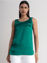 Satin Bow Detail Top - Emerald