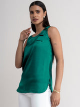 Satin Bow Detail Top - Emerald