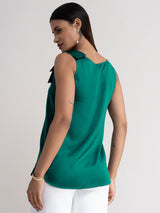 Satin Bow Detail Top - Emerald