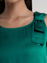 Satin Bow Detail Top - Emerald