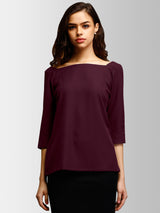 Back V Neck Top - Maroon