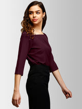 Back V Neck Top - Maroon