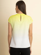 Ombre Drop Shoulder Top - Green and White