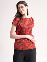 Marble Print Top - Red