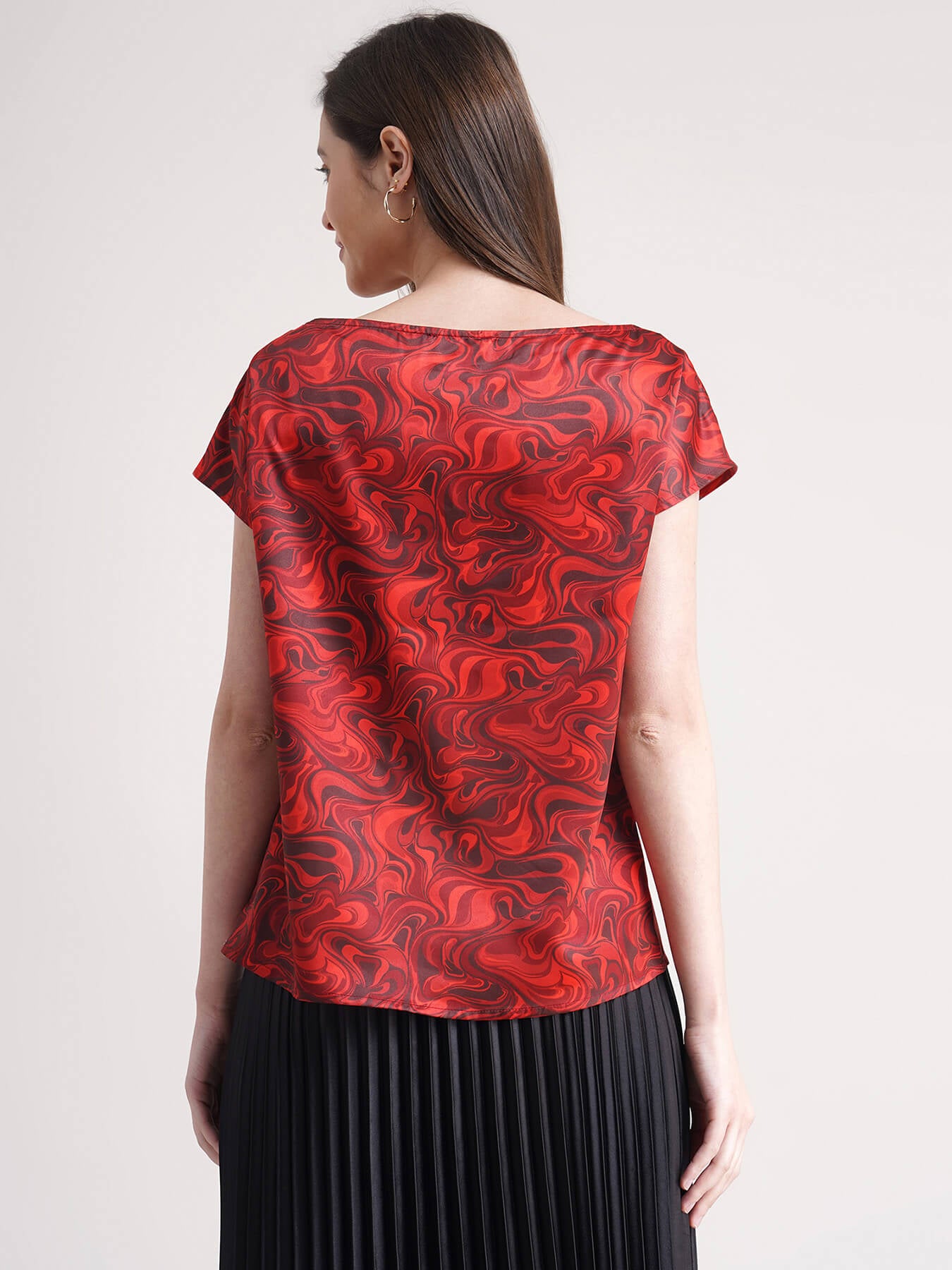 Marble Print Top - Red