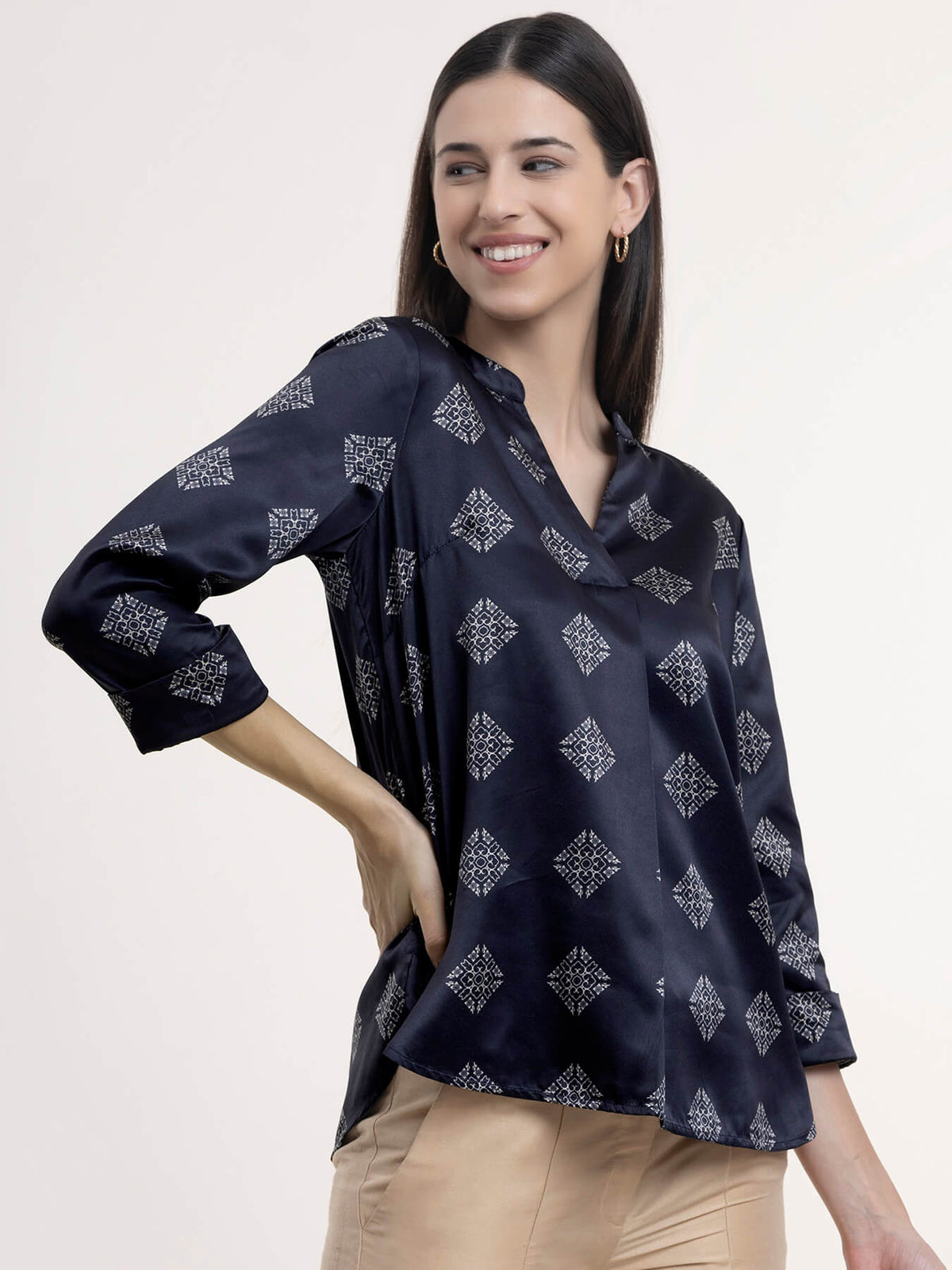 Satin Geometric Top - Black