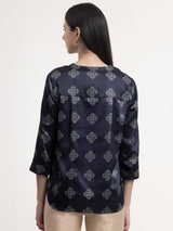 Satin Geometric Top - Black