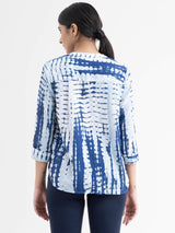 Shibori Print Top - White And Blue| Formal Tops