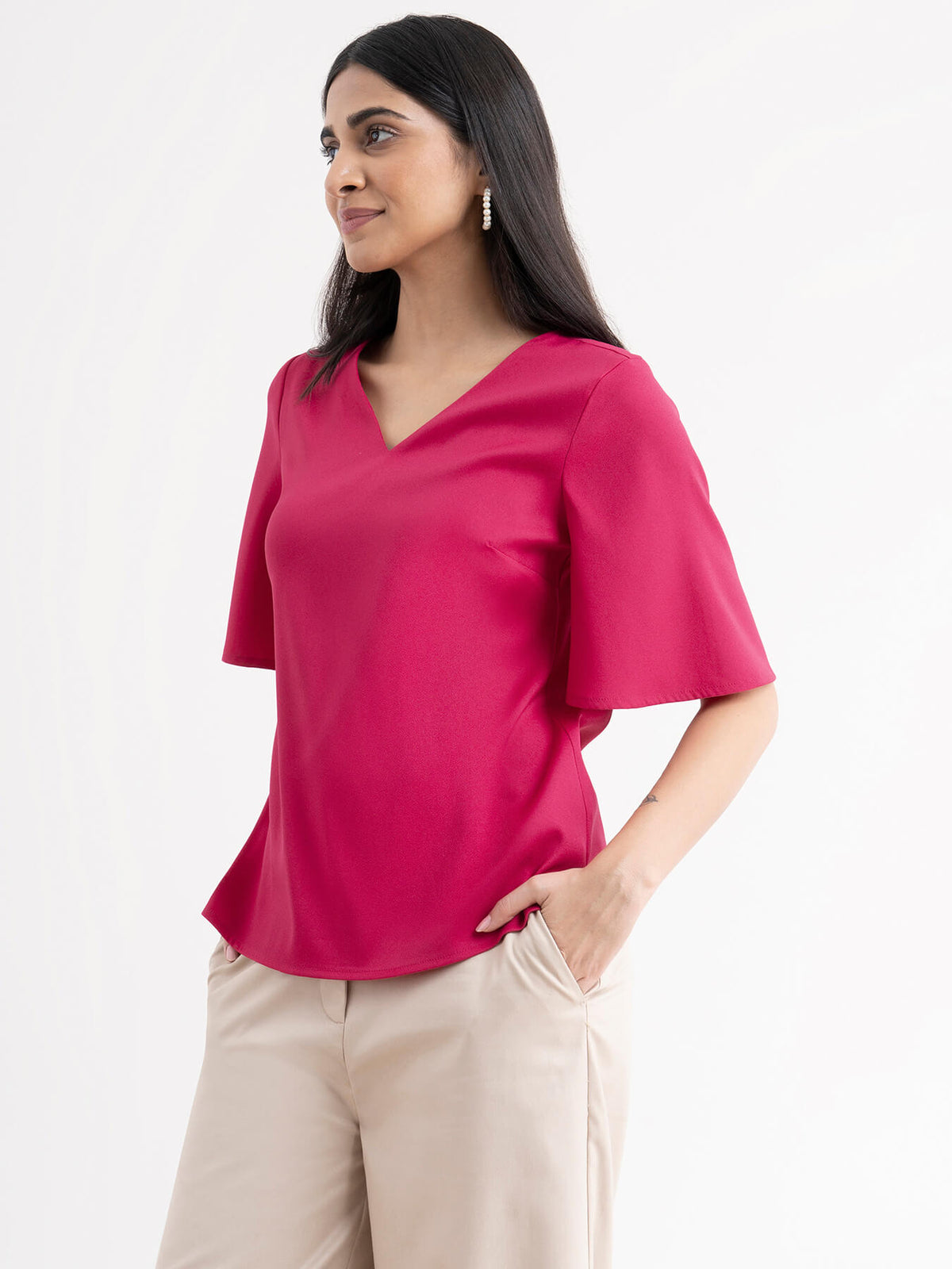 Bell Sleeves Top - Fuchsia| Formal Tops
