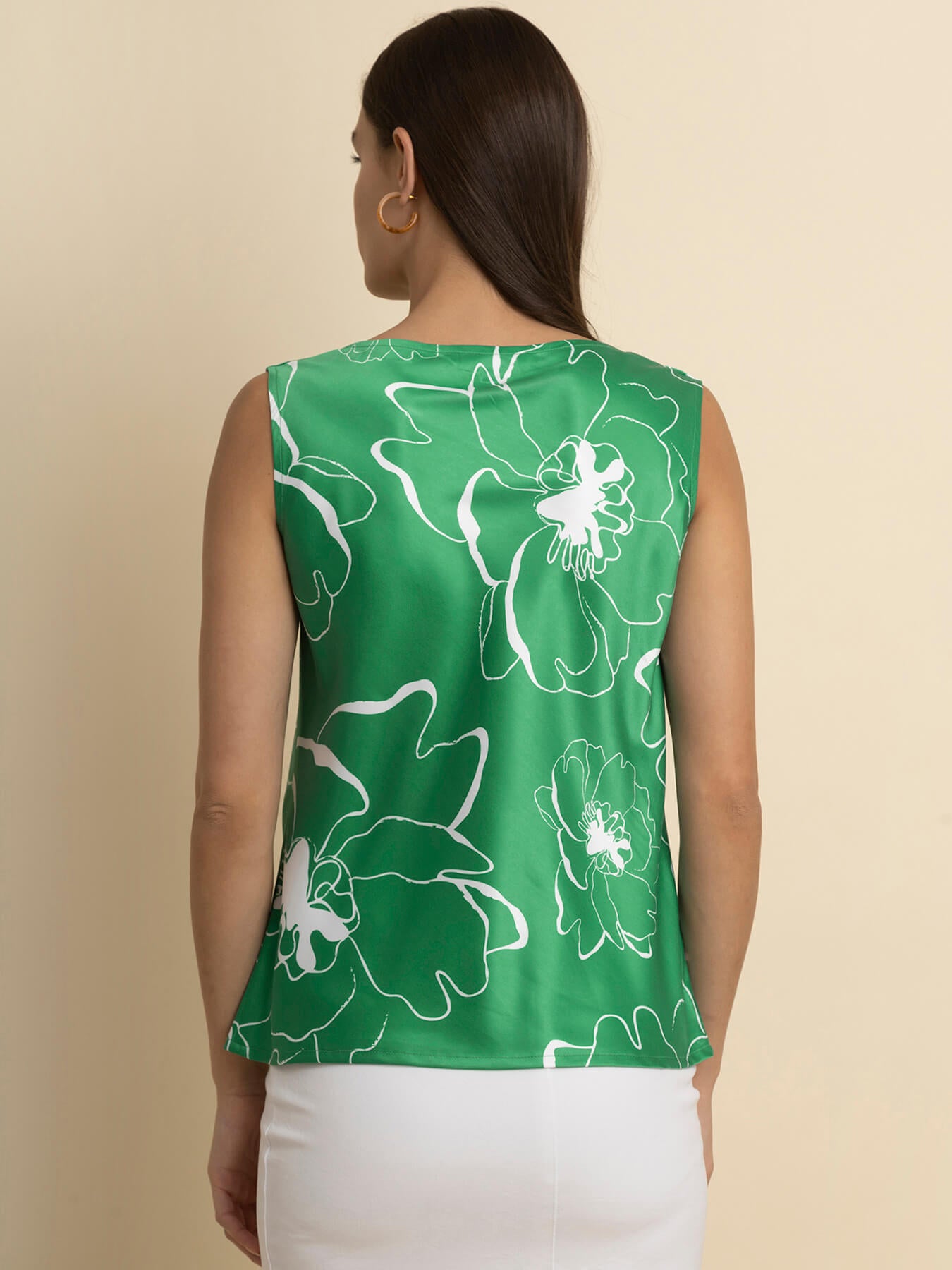 Satin Floral Cowl Neck Top - Green