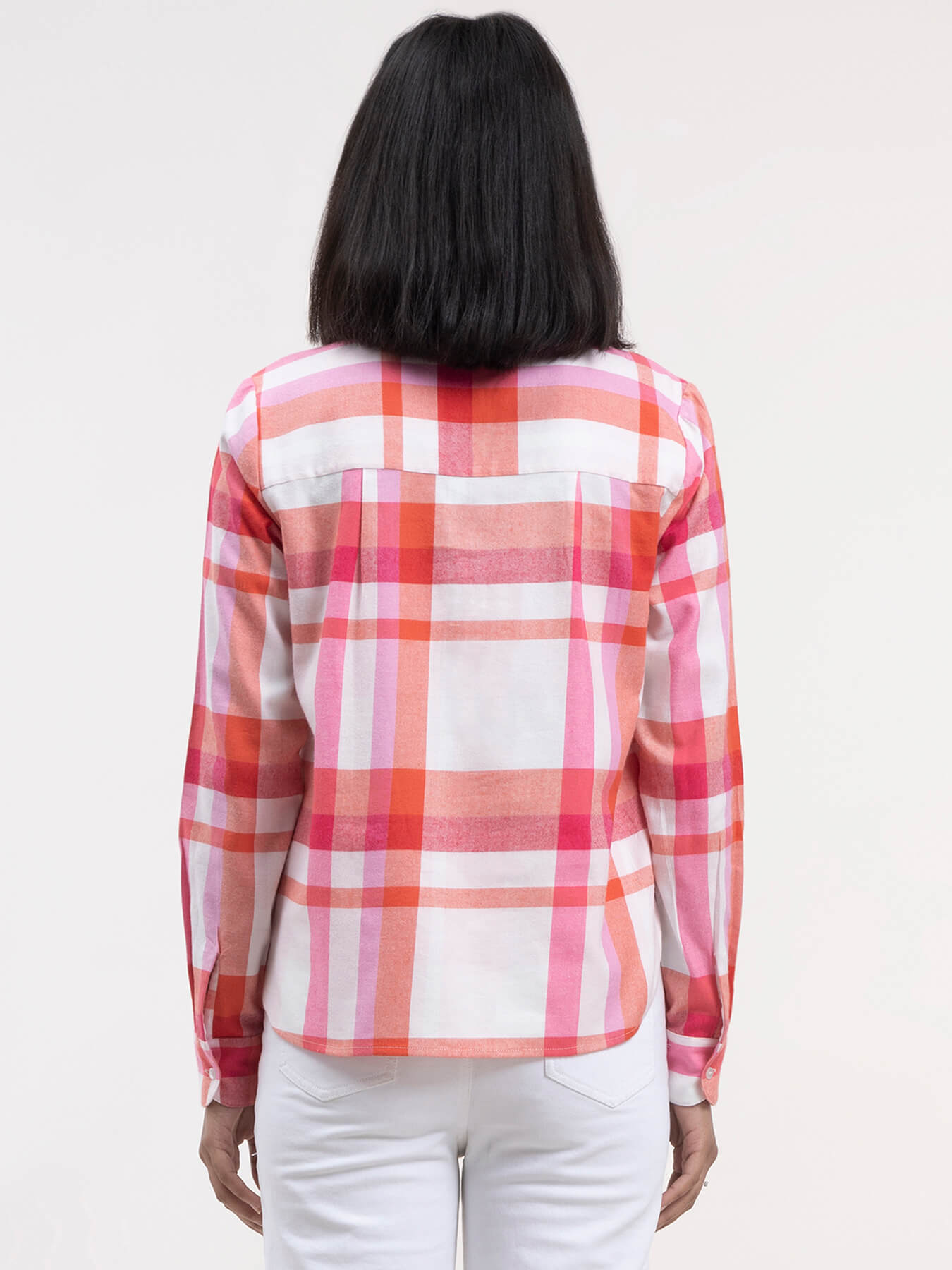 Cotton Checkered Top - White and Pink| Formal Tops