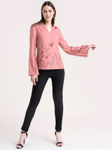 Floral Placement Printed Top - Dusty Pink| Formal Tops