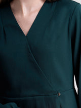 V Neck Wrap Top - Bottle Green