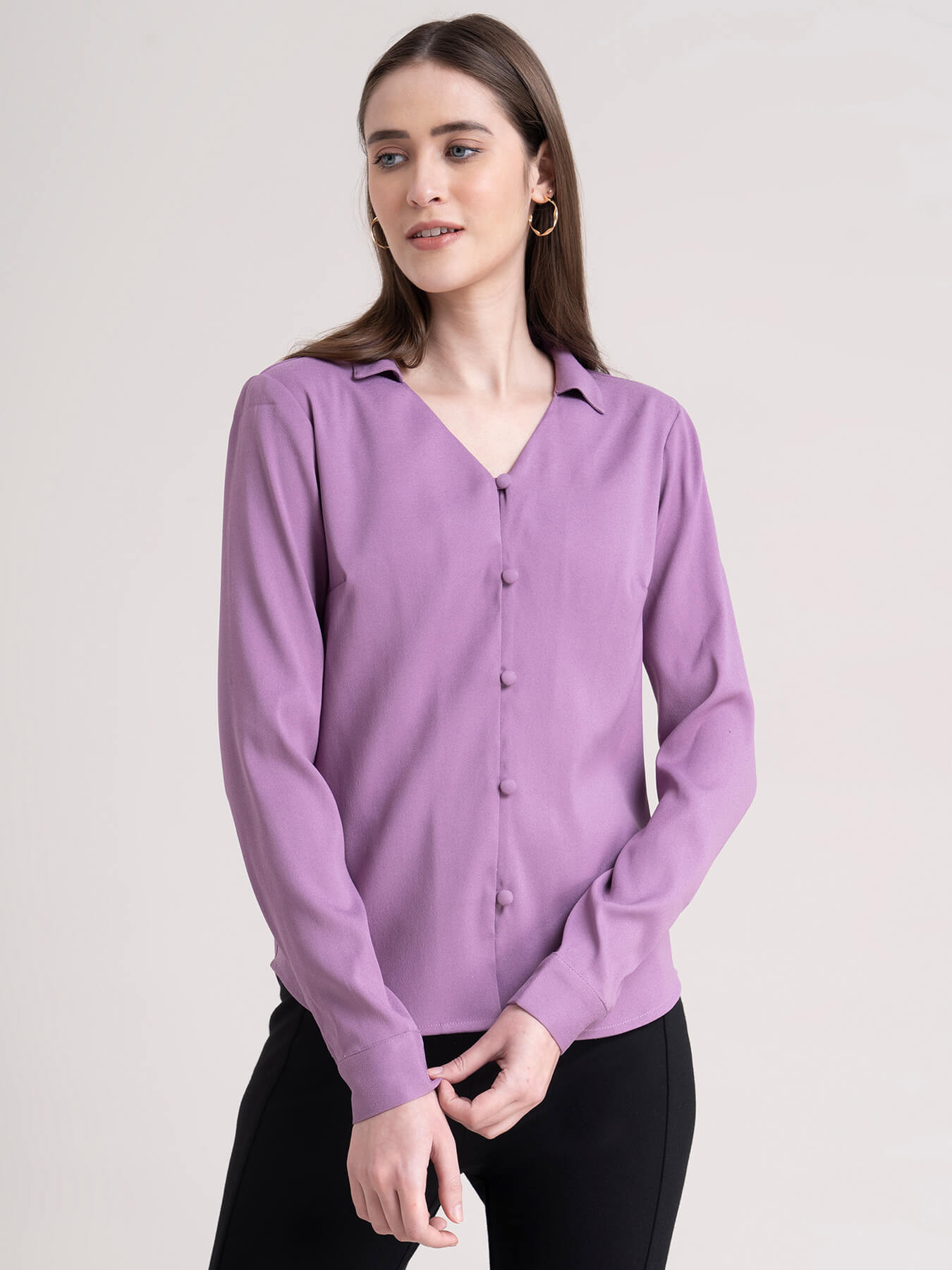 Button Down Top - Lilac