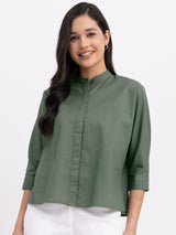 Linen Dolman Sleeve Top - Olive