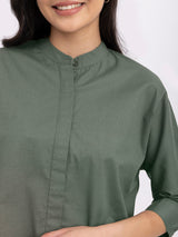 Linen Dolman Sleeve Top - Olive