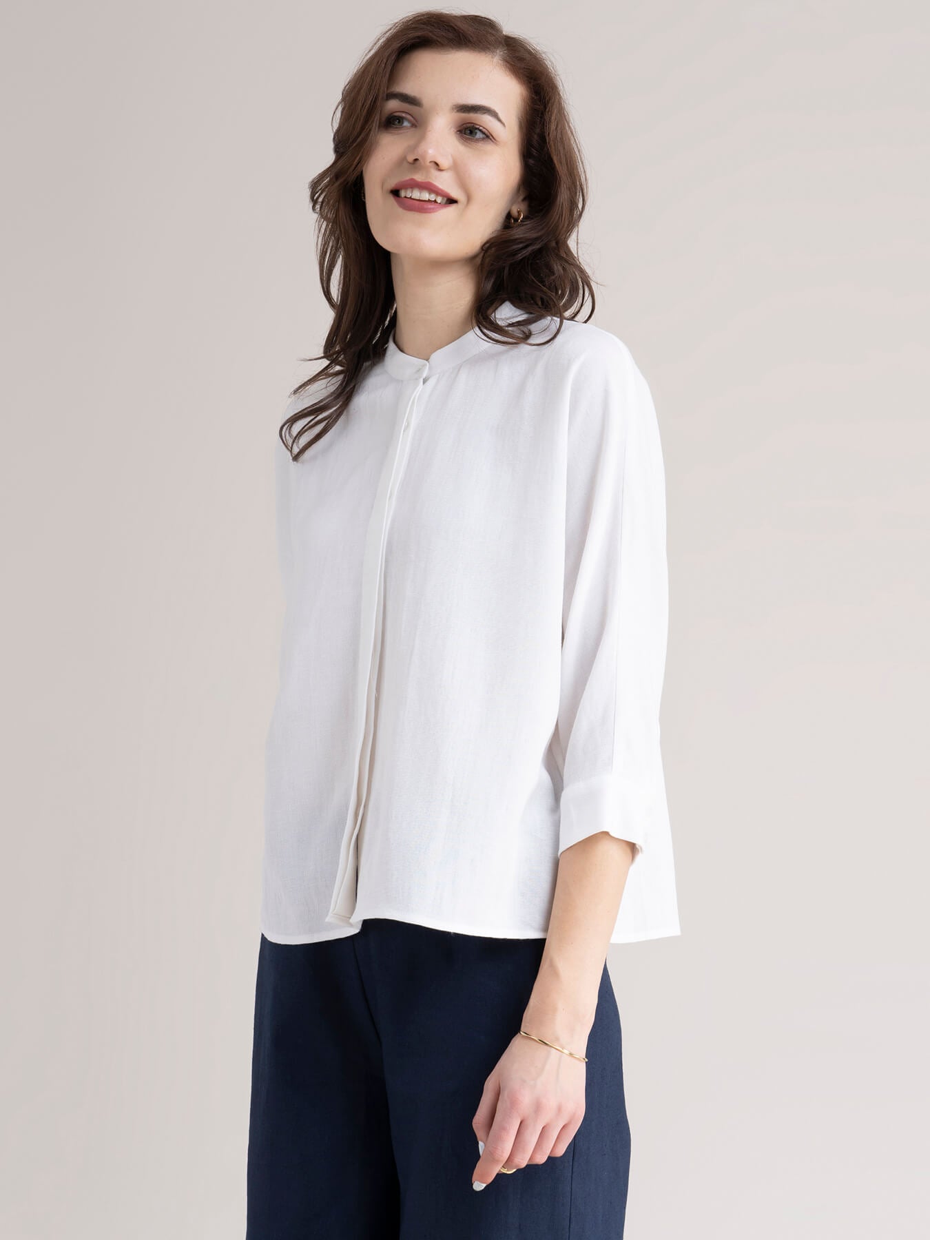 Cotton Dolman Sleeve Top - White
