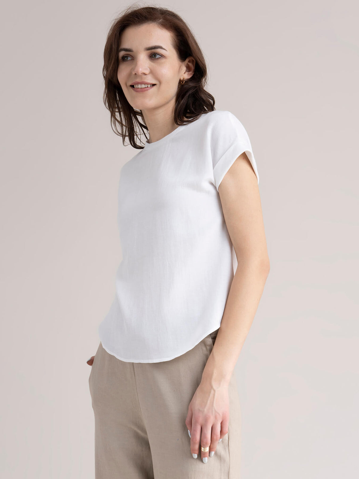 Cotton Drop Shoulder Top - White
