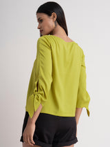 Tie Up Sleeve Top - Acid Green