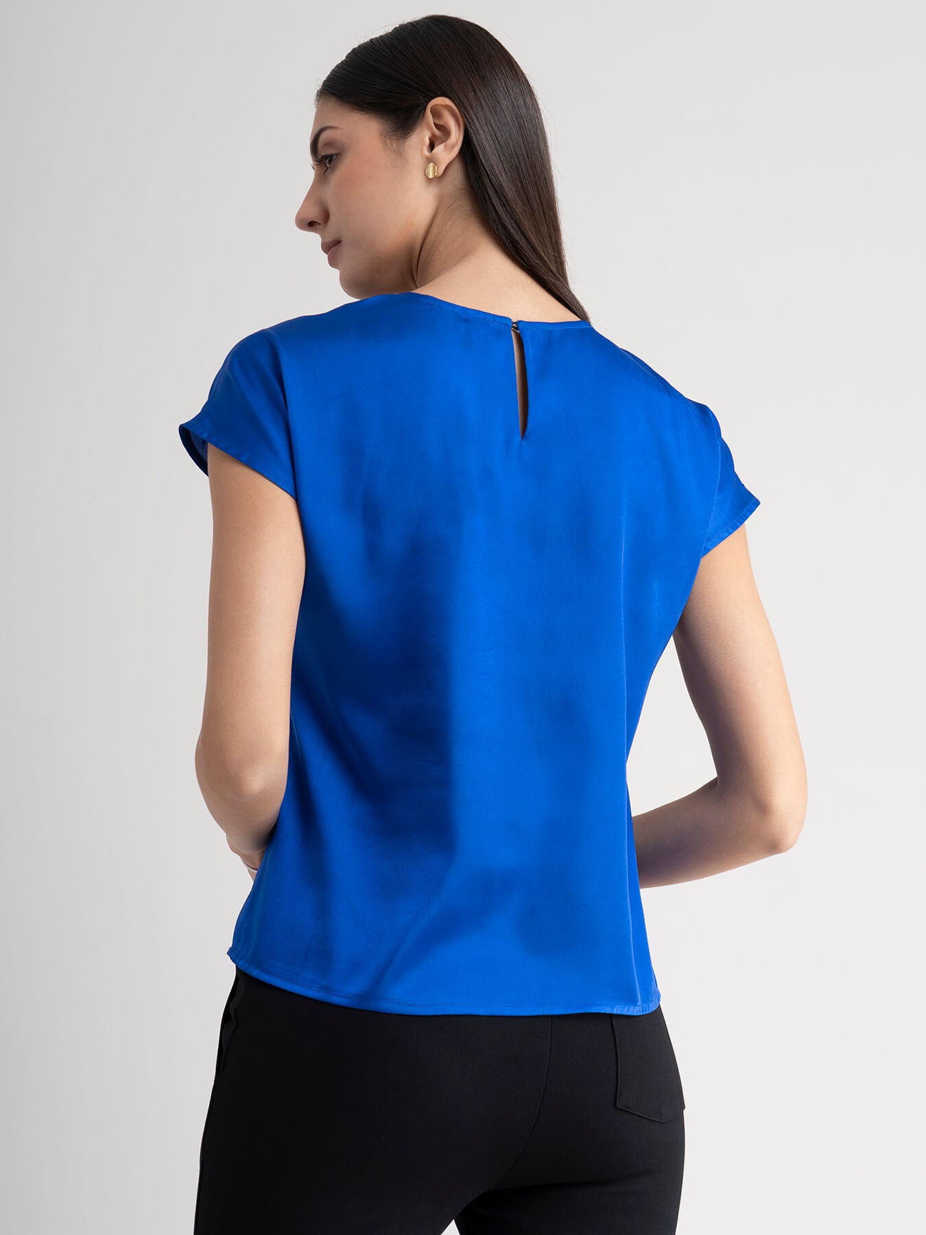 Satin Drop Shoulder Top - Royal Blue