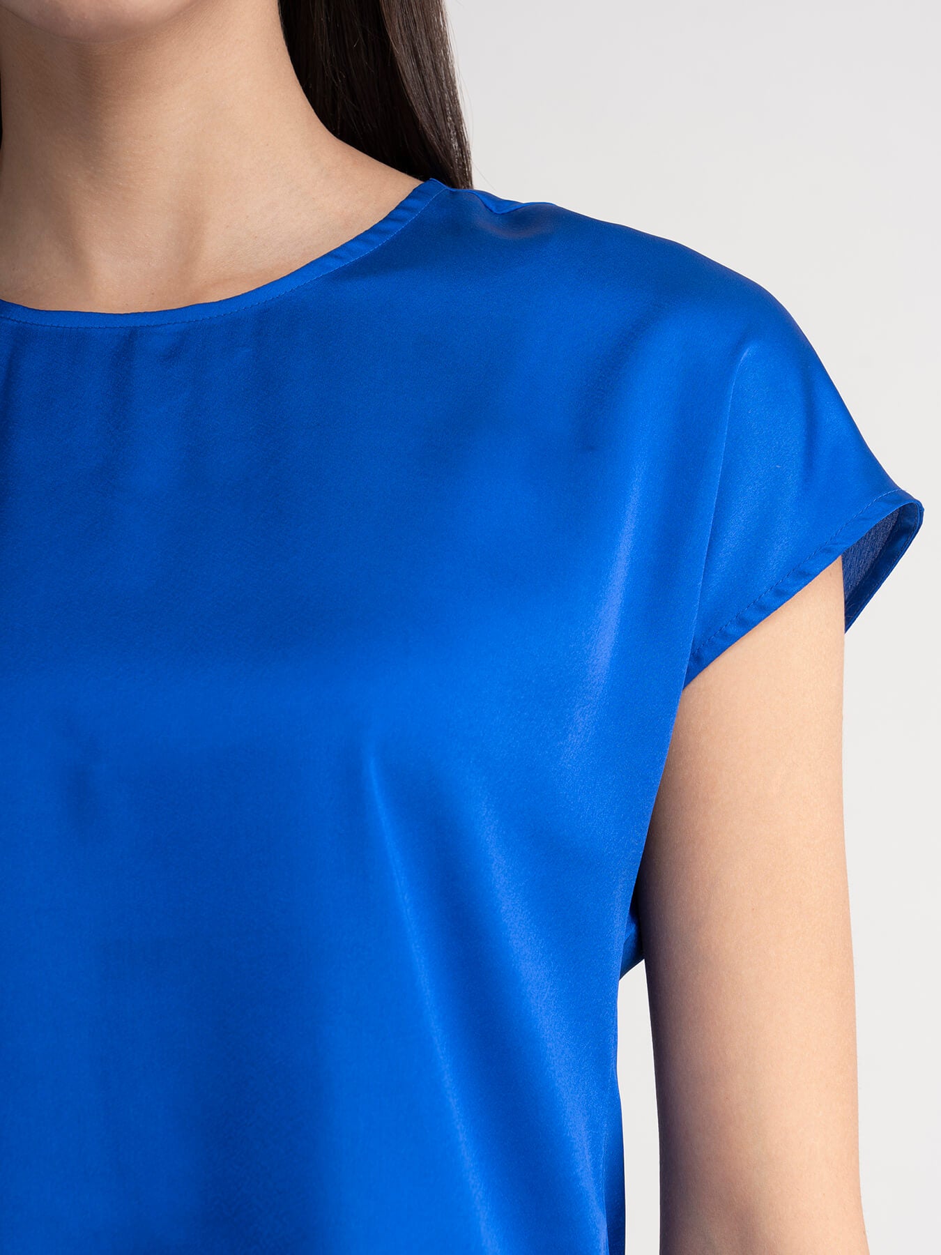 Satin Drop Shoulder Top - Royal Blue