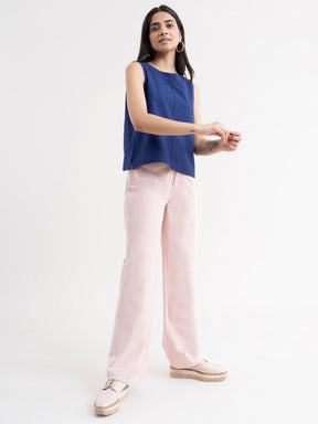 Linen Pintuck Top - Blue