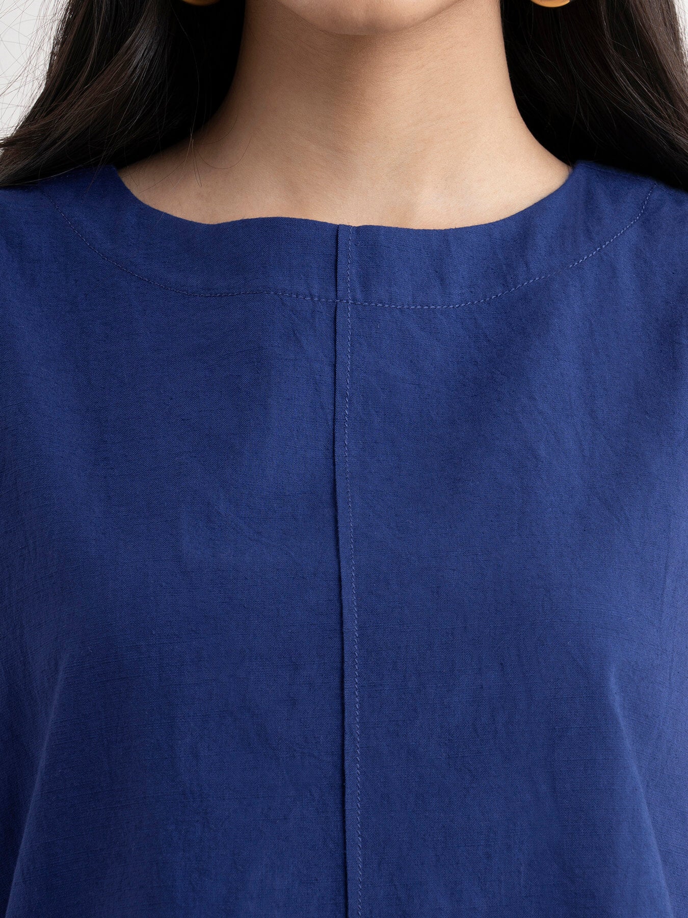 Linen Pintuck Top - Blue