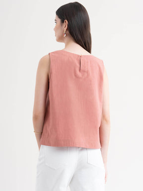 Linen Pintuck Top - Dusty Pink