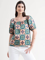 Satin Printed Top - Multicolour