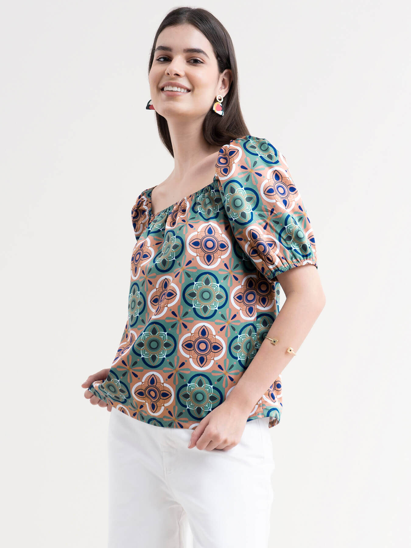 Satin Printed Top - Multicolour