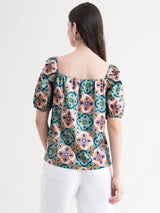 Satin Printed Top - Multicolour