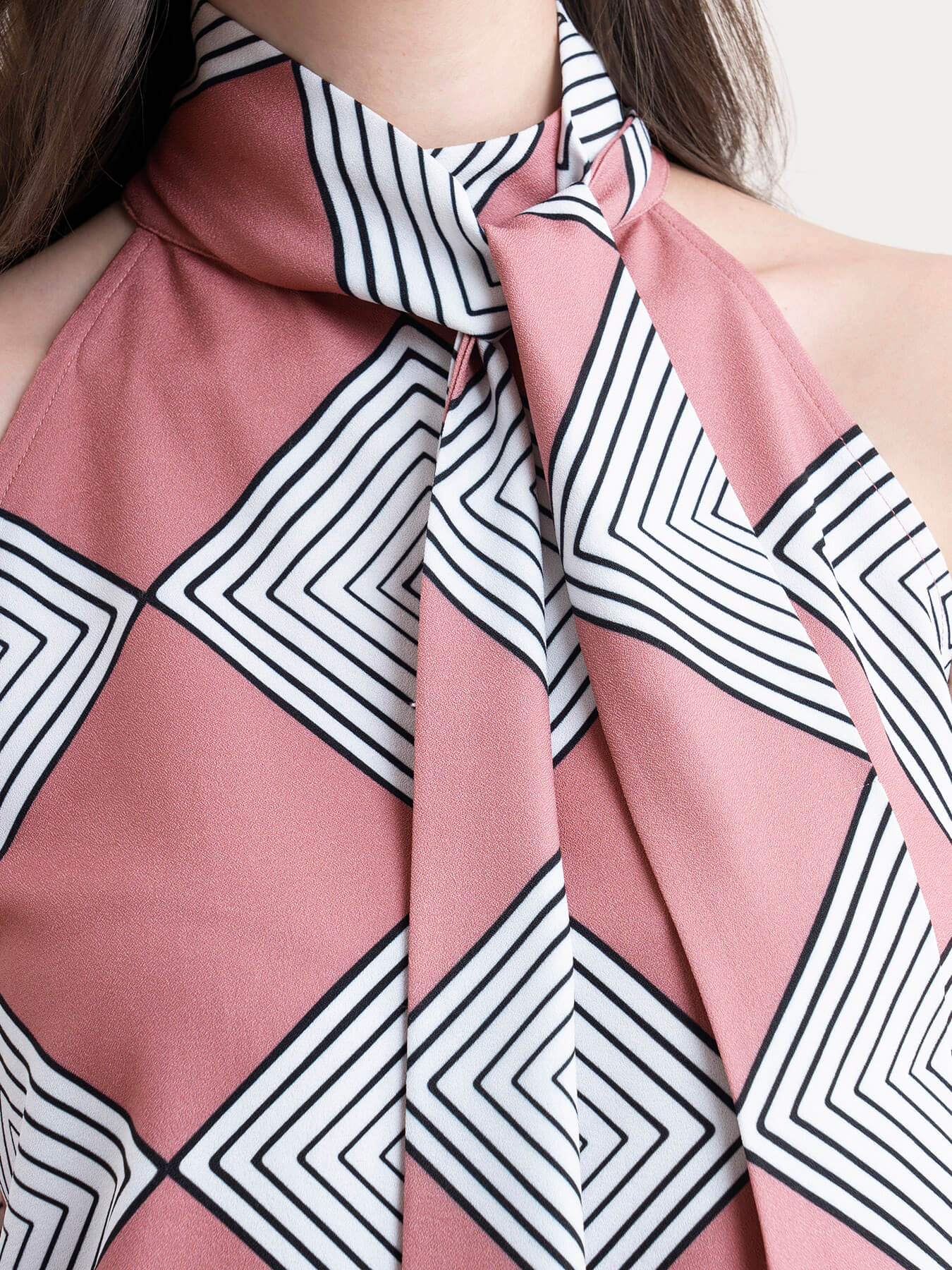 Sleeveless Geometric Print Top - Dusty Pink