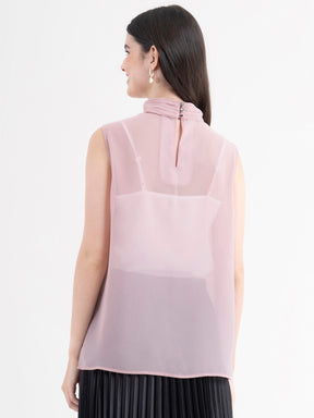 Sleeveless High Neck Top - Dusty Pink