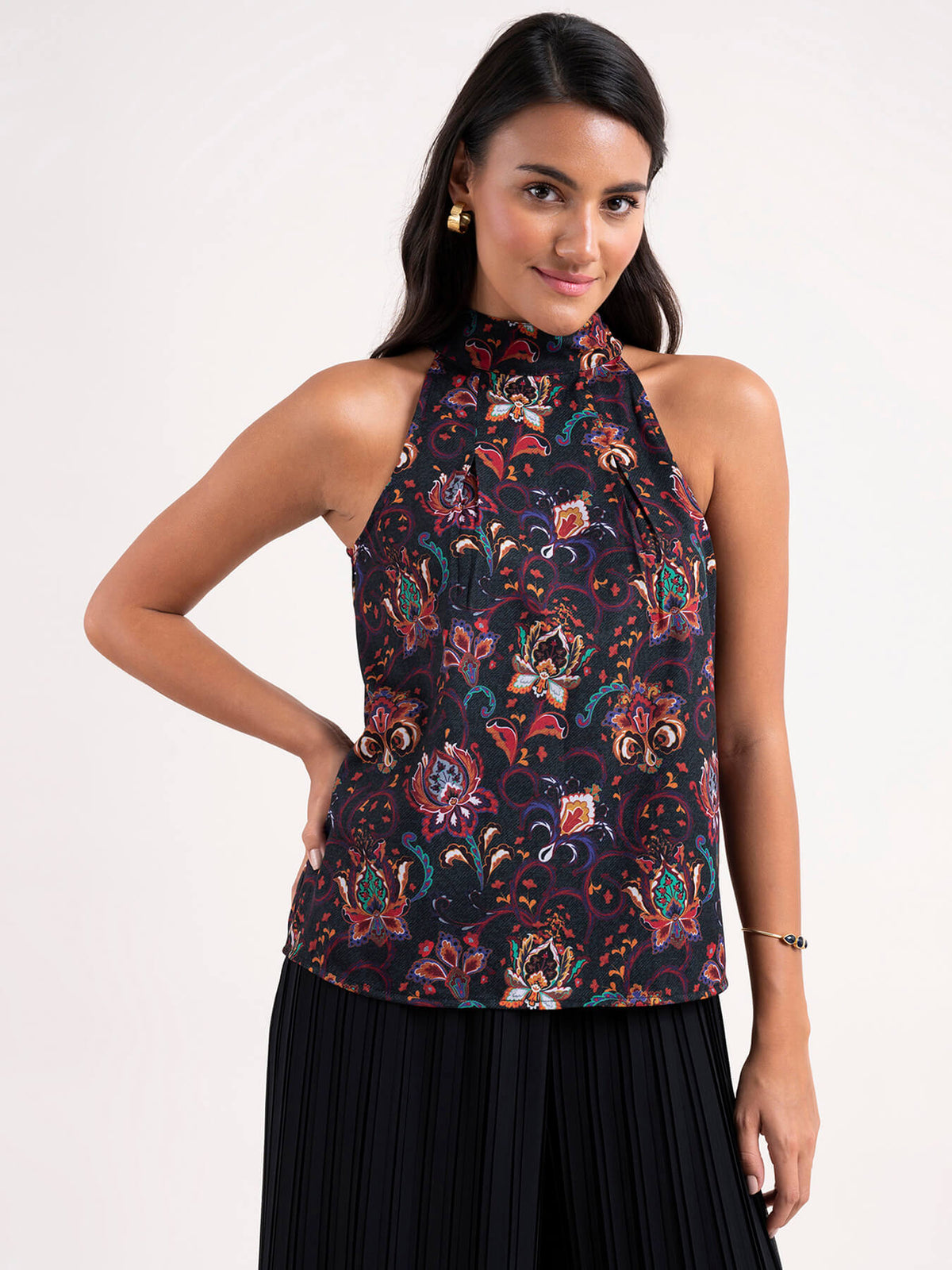 Halter Neck Floral Top - Multicolour