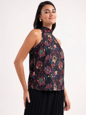 Halter Neck Floral Top - Multicolour