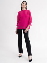 Ruffle Neck Top - Fuchsia