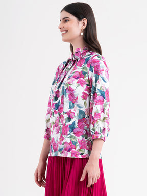 Floral Top - White And Pink