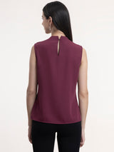 Georgette High Neck Top - Wine| Formal Tops