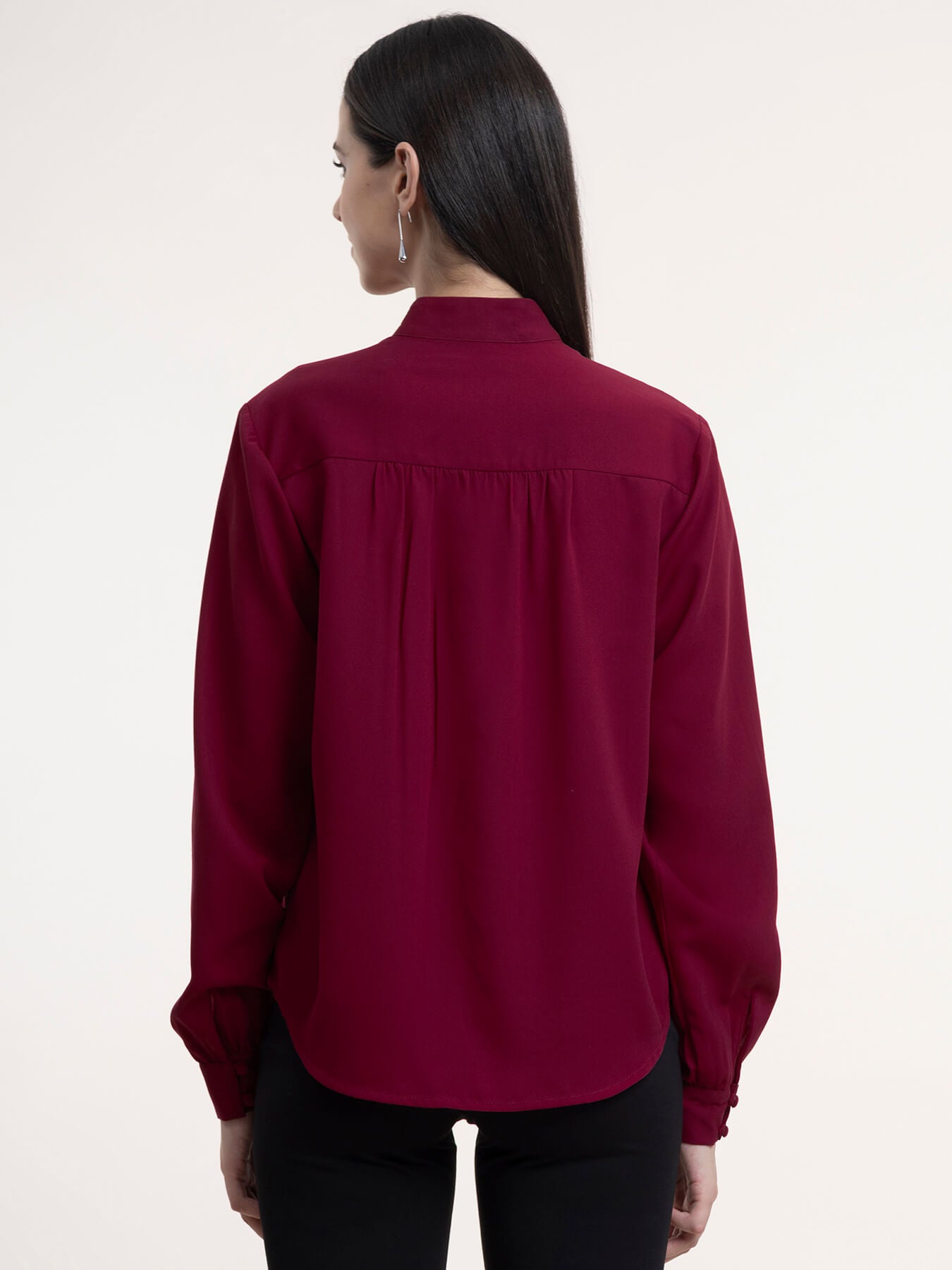 Georgette Button Down Top - Red| Formal Tops