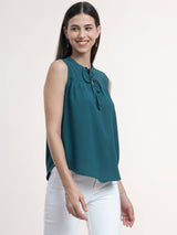 Georgette Tie-Up Neck Top - Teal| Formal Tops