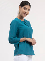 Front Pleat Detail Top - Teal