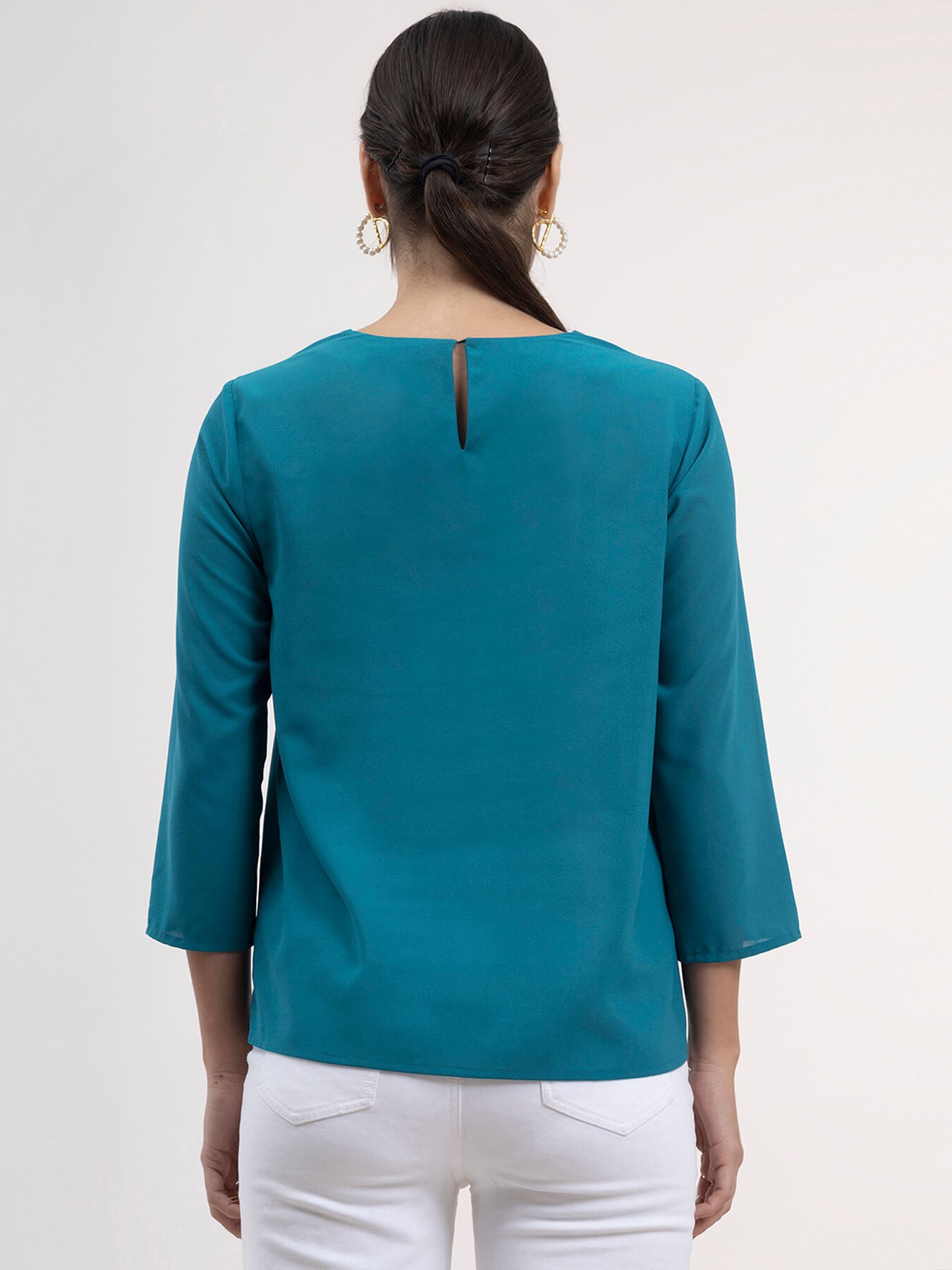 Front Pleat Detail Top - Teal