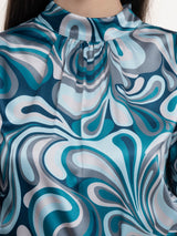 Satin Abstract Print Top - Multicolor
