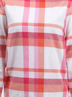 Cotton Checkered Top - White and Pink