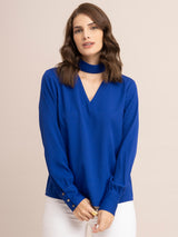 Band V Neck Top - Royal Blue| Formal Tops