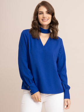 Band V Neck Top - Royal Blue| Formal Tops