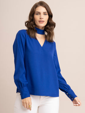 Band V Neck Top - Royal Blue| Formal Tops