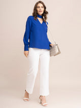 Band V Neck Top - Royal Blue| Formal Tops